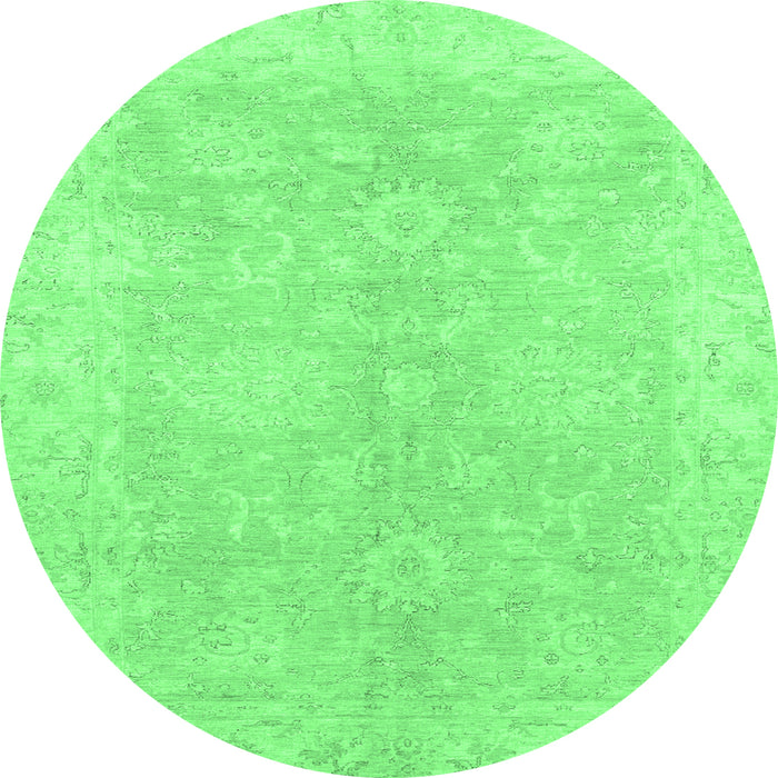 Round Machine Washable Oriental Emerald Green Traditional Area Rugs, wshabs2518emgrn