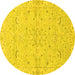 Round Machine Washable Oriental Yellow Traditional Rug, wshabs2519yw