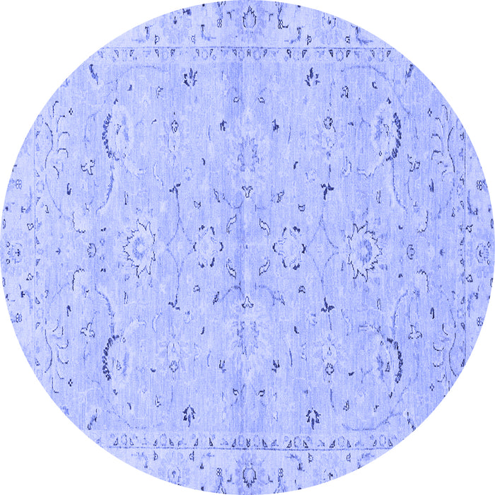 Round Machine Washable Oriental Blue Traditional Rug, wshabs2519blu