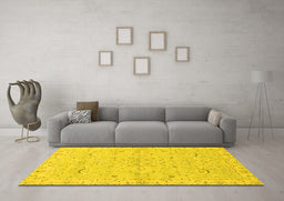Machine Washable Oriental Yellow Traditional Rug in a Living Room, wshabs2519yw