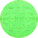 Round Oriental Green Traditional Rug, abs2519grn