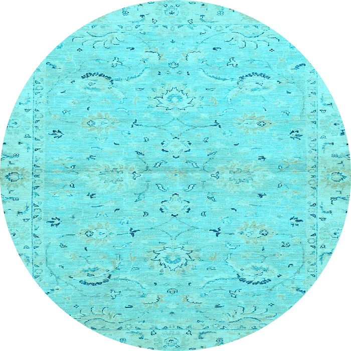 Round Machine Washable Oriental Light Blue Traditional Rug, wshabs2519lblu