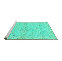Sideview of Machine Washable Oriental Turquoise Traditional Area Rugs, wshabs2519turq
