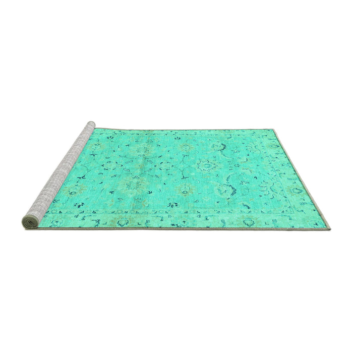 Sideview of Machine Washable Oriental Turquoise Traditional Area Rugs, wshabs2519turq
