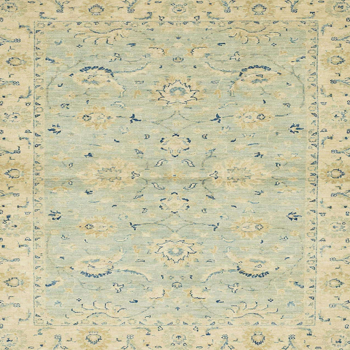 Square Abstract Dark Khaki Green Oriental Rug, abs2519