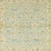 Square Abstract Dark Khaki Green Oriental Rug, abs2519