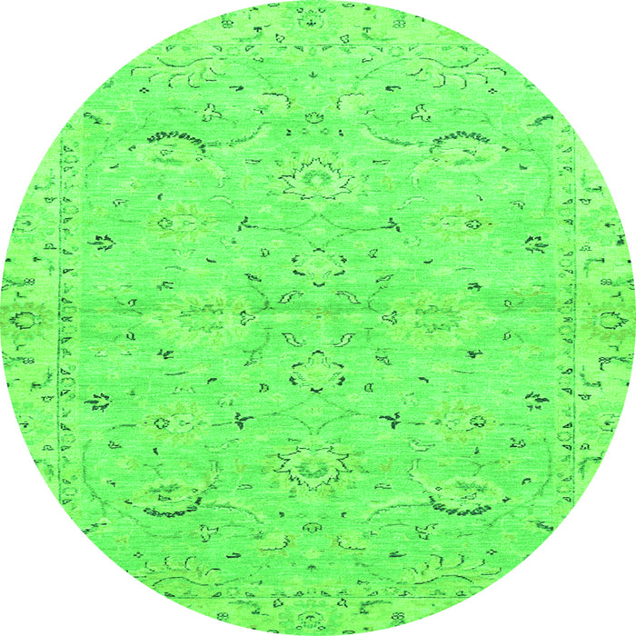 Round Machine Washable Oriental Green Traditional Area Rugs, wshabs2519grn