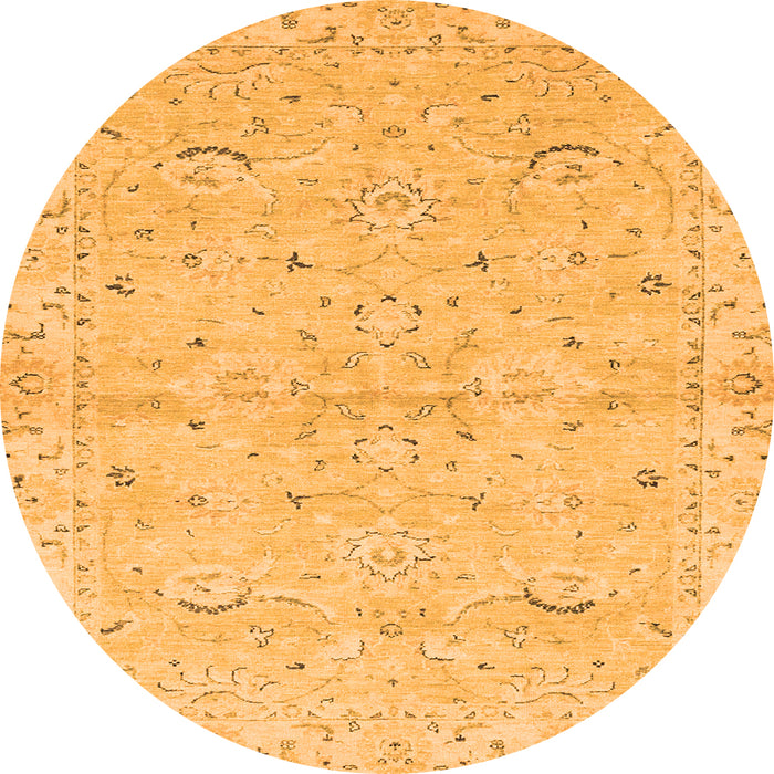Round Machine Washable Oriental Orange Traditional Area Rugs, wshabs2519org