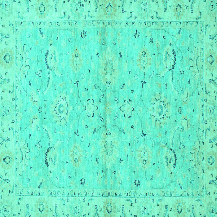 Square Machine Washable Oriental Turquoise Traditional Area Rugs, wshabs2519turq