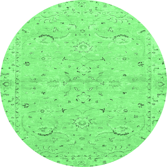 Round Oriental Emerald Green Traditional Rug, abs2519emgrn