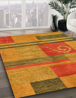 Machine Washable Abstract Dark Orange Rug in a Family Room, wshabs251