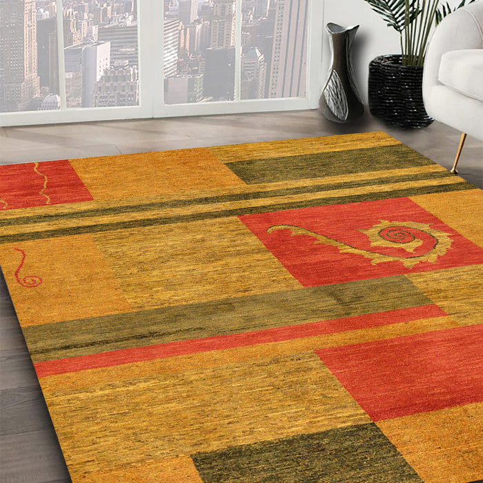 Machine Washable Abstract Dark Orange Rug in a Family Room, wshabs251