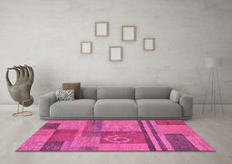 Machine Washable Abstract Purple Modern Area Rugs in a Living Room, wshabs251pur