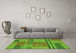 Machine Washable Abstract Green Modern Area Rugs in a Living Room,, wshabs251grn