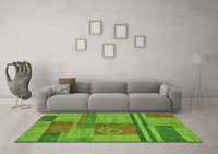 Machine Washable Abstract Green Modern Rug, wshabs251grn