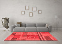 Machine Washable Abstract Red Modern Rug, wshabs251red