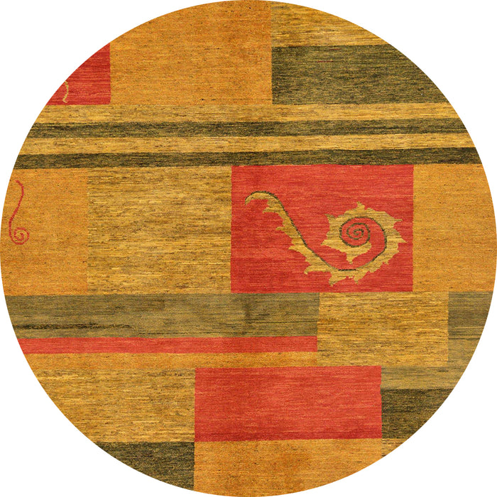 Round Machine Washable Abstract Dark Orange Rug, wshabs251