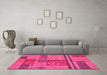 Machine Washable Abstract Pink Modern Rug in a Living Room, wshabs251pnk