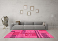 Machine Washable Abstract Pink Modern Rug, wshabs251pnk