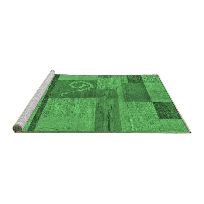Sideview of Machine Washable Abstract Emerald Green Modern Area Rugs, wshabs251emgrn