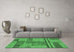 Machine Washable Abstract Emerald Green Modern Area Rugs in a Living Room,, wshabs251emgrn