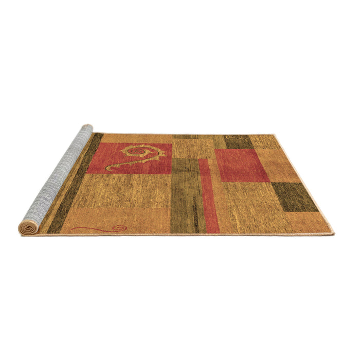 Sideview of Machine Washable Abstract Brown Modern Rug, wshabs251brn
