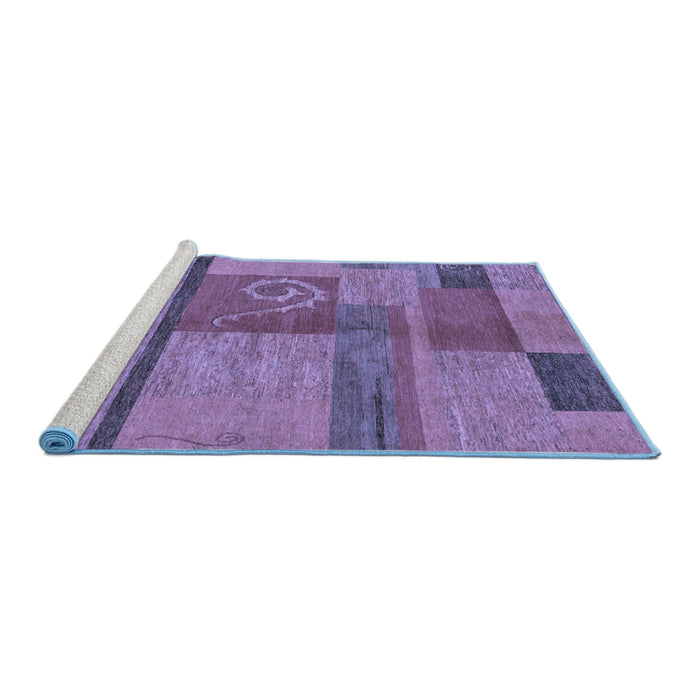 Sideview of Machine Washable Abstract Blue Modern Rug, wshabs251blu