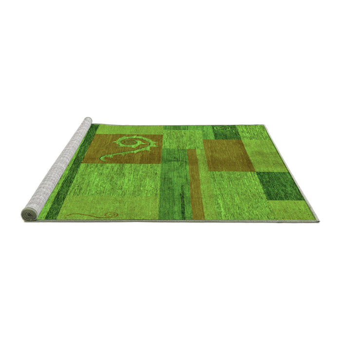 Sideview of Machine Washable Abstract Green Modern Area Rugs, wshabs251grn