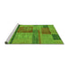 Sideview of Machine Washable Abstract Green Modern Area Rugs, wshabs251grn