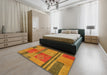 Abstract Dark Orange Modern Rug in a Bedroom, abs251