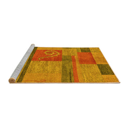 Sideview of Machine Washable Abstract Yellow Modern Rug, wshabs251yw