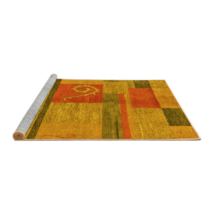 Sideview of Machine Washable Abstract Yellow Modern Rug, wshabs251yw