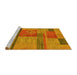 Sideview of Machine Washable Abstract Yellow Modern Rug, wshabs251yw