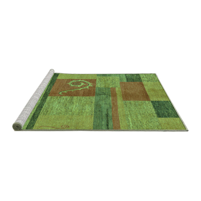 Sideview of Machine Washable Abstract Turquoise Modern Area Rugs, wshabs251turq