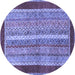 Round Abstract Blue Modern Rug, abs2520blu