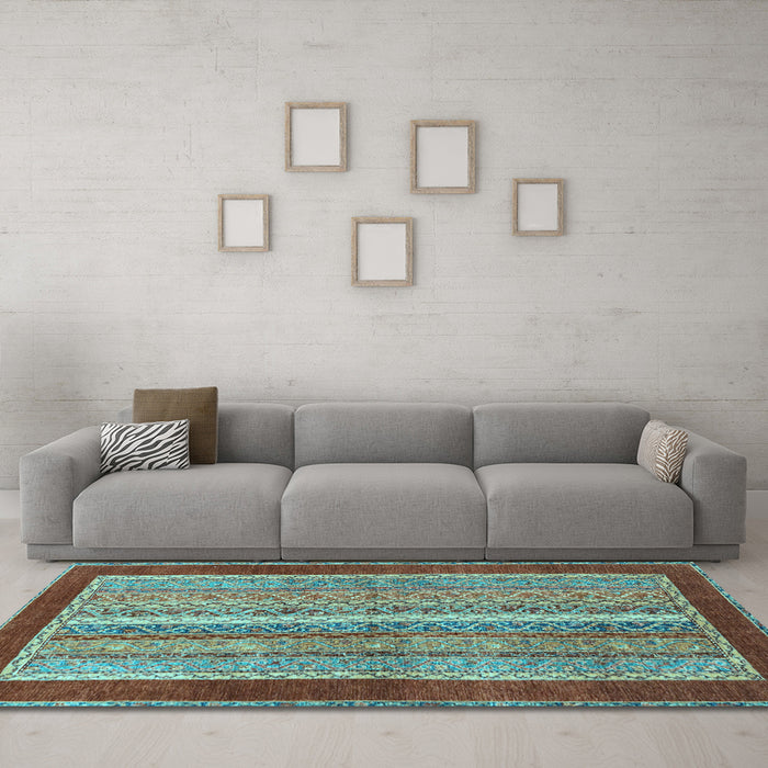 Machine Washable Abstract Light Blue Modern Rug in a Living Room, wshabs2520lblu