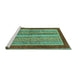 Sideview of Machine Washable Abstract Turquoise Modern Area Rugs, wshabs2520turq