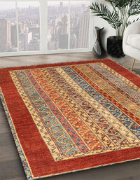 Abstract Red Modern Rug, abs2520