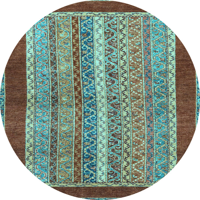 Round Abstract Light Blue Modern Rug, abs2520lblu