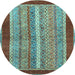 Round Abstract Light Blue Modern Rug, abs2520lblu