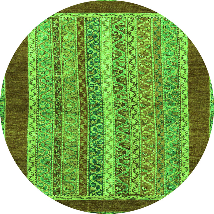 Round Machine Washable Abstract Green Modern Area Rugs, wshabs2520grn