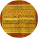 Round Machine Washable Abstract Yellow Modern Rug, wshabs2520yw