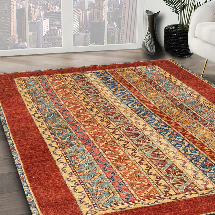 Abstract Red Modern Rug in Family Room, abs2520