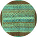 Round Abstract Turquoise Modern Rug, abs2520turq