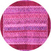 Round Machine Washable Abstract Pink Modern Rug, wshabs2520pnk