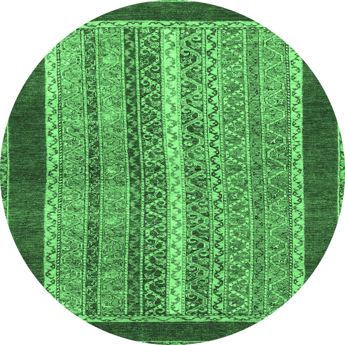 Round Abstract Emerald Green Modern Rug, abs2520emgrn