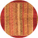 Round Abstract Orange Modern Rug, abs2520org