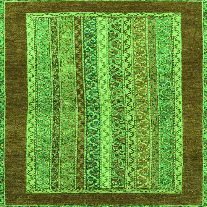 Square Machine Washable Abstract Green Modern Area Rugs, wshabs2520grn