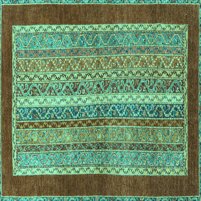 Square Machine Washable Abstract Turquoise Modern Area Rugs, wshabs2520turq