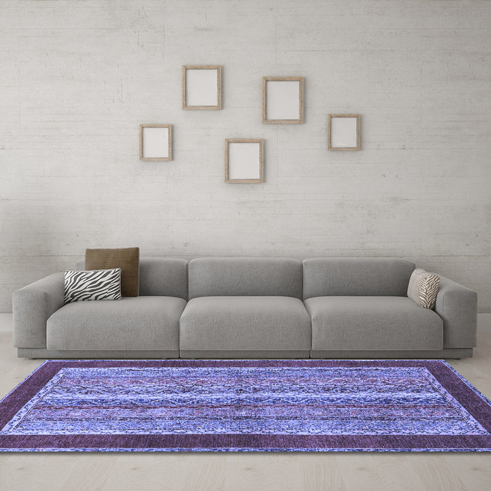 Machine Washable Abstract Blue Modern Rug in a Living Room, wshabs2520blu